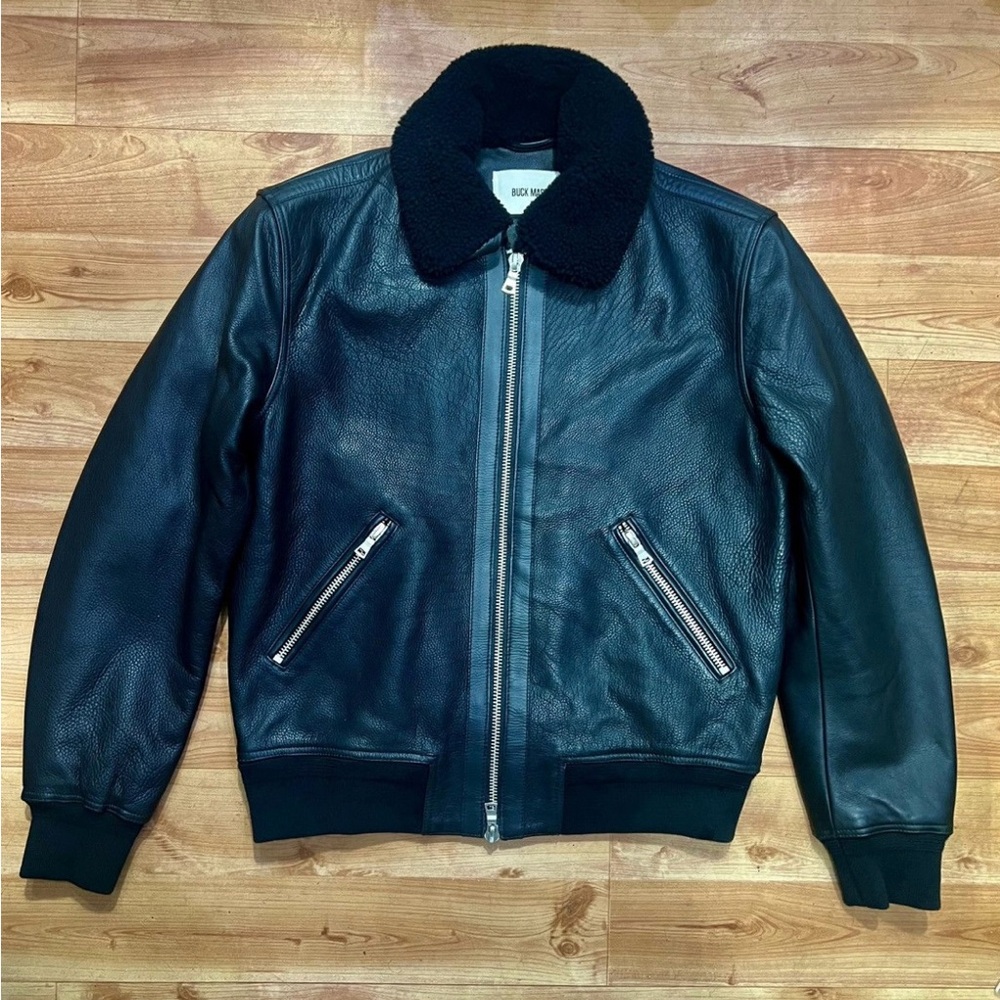 Buck Mason Cowhide Fur Collar Leather Bomber